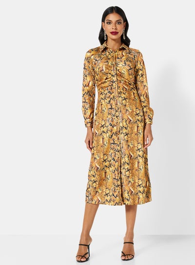 Buy Animal Print Shirt Dress Multicolor in Saudi Arabia