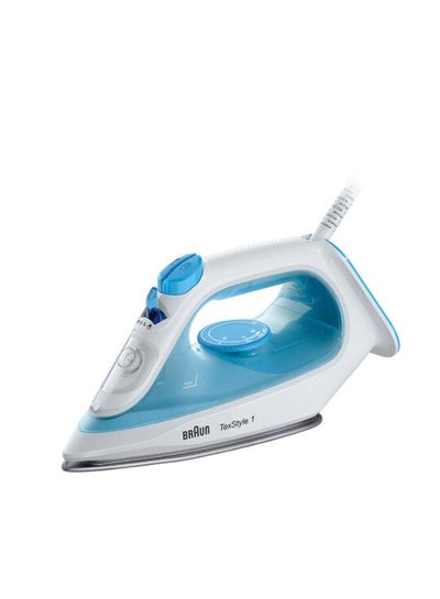 Buy Steam Iron, 120g Steam Shot per Minute, Super Ceramic Soleplate, Self Clean, Anti Drip, Water Spray, 50% Energy Saving 220 ml 2000 W SI1050BL White/Blue in UAE