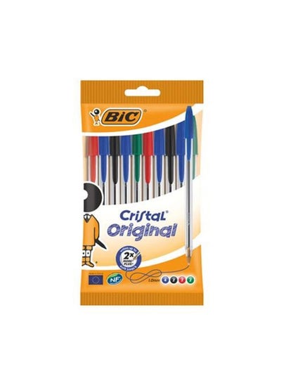 Buy Pack Of 10 Cristal Original Ballpoint Pen Multicolour in Saudi Arabia