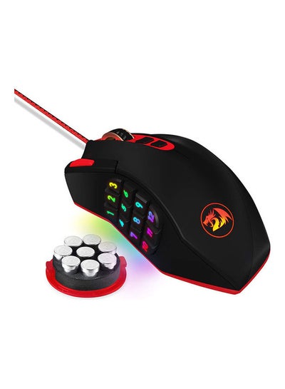 Buy Redragon M901 Gaming Mouse RGB Backlit MMO 19 Macro Programmable Buttons with Weight Tuning Set, 12400 DPI for Windows PC Computer (Wired, Black) in UAE