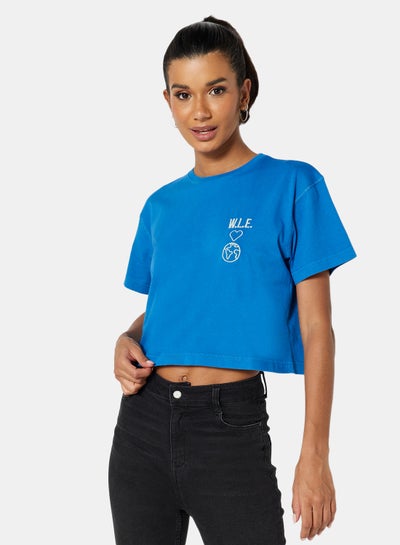 Buy Eco-Friendly Logo Loungewear Crop Top Blue in UAE