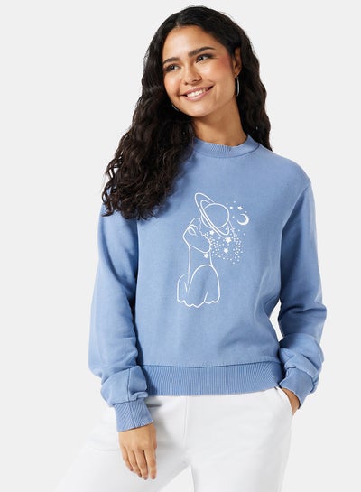 Buy Graphic Printed Sweatshirt Blue in UAE