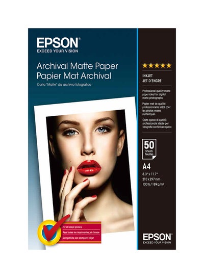 Buy Archival Matte Photo Paper A4 - 50 Sheets White in UAE