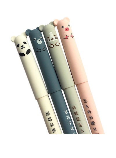 Buy 4-Piece Animal Pattern Erasable Gel Pen Blue in UAE
