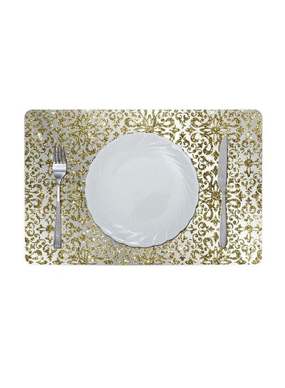 Buy Glitter Metallic Mirror Look Printed Glamour Placemat Silver 43.5x28.5cm in UAE