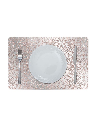 Buy Glitter Metallic Mirror Look Printed Glamour Placemat Rose/Silver 43.5x28.5cm in UAE