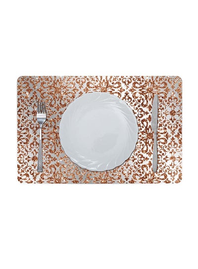 Buy Glitter Metallic Mirror Look Printed Glamour Placemat Pink/Silver 43.5x28.5cm in UAE