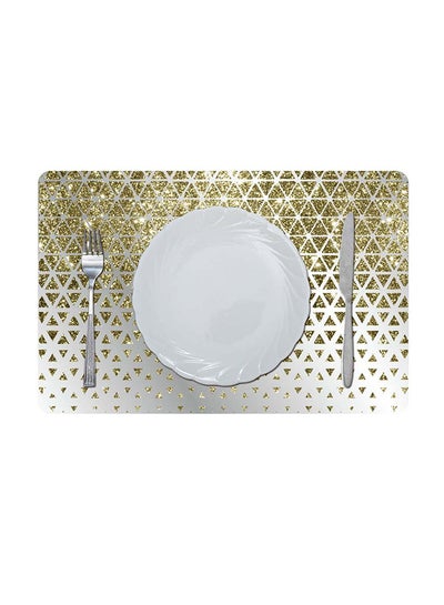 Buy Glitter Metallic Mirror Look Printed Glamour Placemat Silver 43.5x28.5cm in UAE