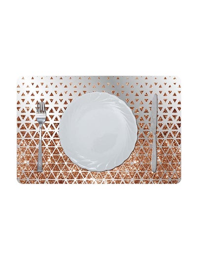 Buy Glitter Metallic Mirror Look Printed Glamour Placemat Silver/Gold 43.5x28.5cm in UAE