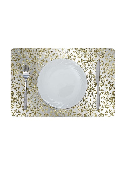 Buy Glitter Metallic Mirror Look Printed Glamour Placemat Silver 43.5x28.5cm in UAE