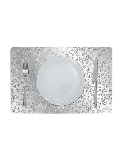 Buy Glitter Metallic Mirror Look Printed Glamour Placemat Brown/Silver 43.5x28.5cm in UAE