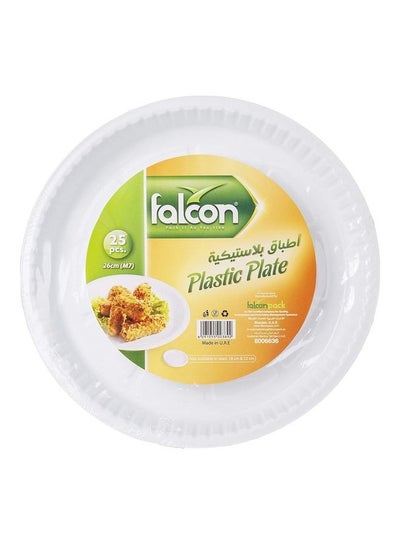 Buy Pack Of 25 Pieces Plastic Plate Round M7 26CM 1 White in UAE