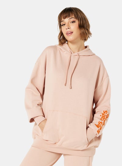 Buy Basic Logo Oversized Hoodie Pink in UAE