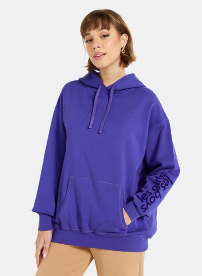 اشتري Basic Oversized Hoodie Blue في السعودية