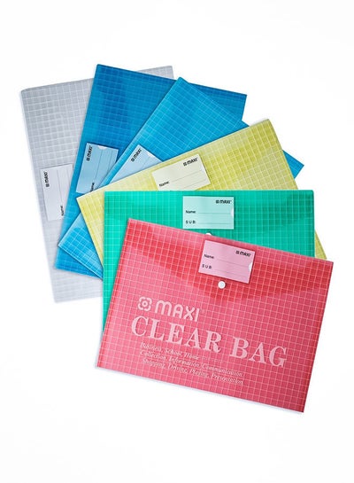 Buy 6-Piece Document Bags Yellow/Blue/Clear/Green/Red in UAE