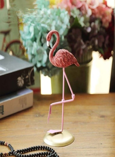 Buy Resin Flamingo Figurine Pink 18x8x18centimeter in UAE