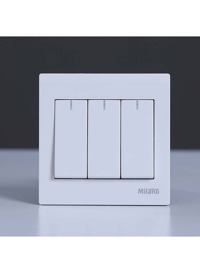 Buy Milano 16A 3 Gang 1 Way Switch White in UAE