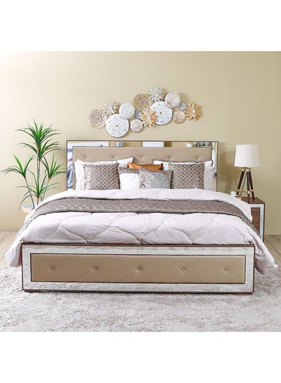 Buy Ezekiel King Size Bed Modern Design Double Bedroom Furniture Brown 180x200cm in UAE