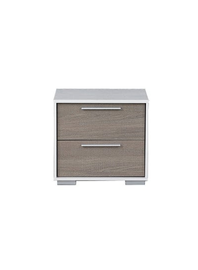 Buy Thomas Grained Surface Night Stand White/Walnut 48 X 39 X 46cm in UAE