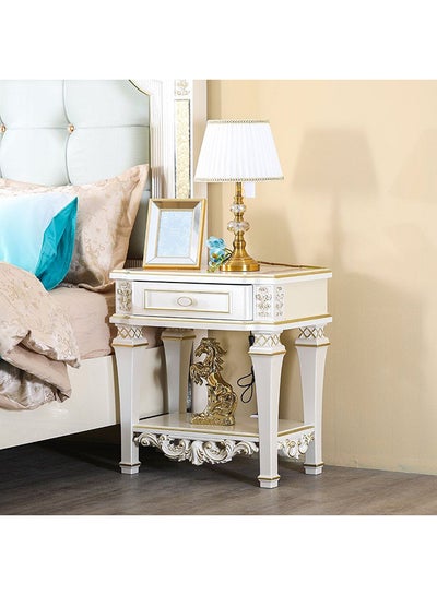 Buy Celia MDF Nightstand Cream/Gold 65x70x43cm in UAE