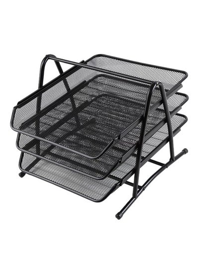 Buy Metal Three Tier Stationery Tray Black in Saudi Arabia