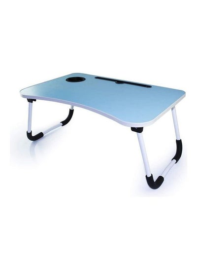 Buy Portable Folding Laptop Table With iPad And Cup Holder Blue 28x60x40cm in Saudi Arabia