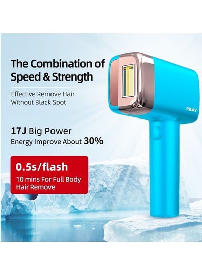 Buy T14 Painless Ice Compress Hair Removal Device With Bikini Removal Lamp Sky Blue in Saudi Arabia