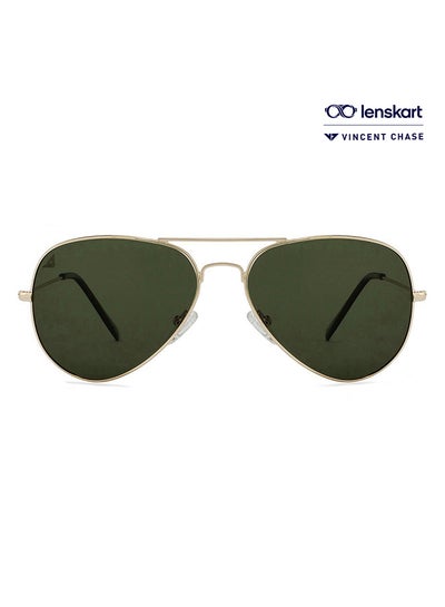 Buy Top Guns Full Rim Aviator Polarized & UV Protected Sunglasses For Men & Women VC 5158/P - 57mm - Gold in UAE