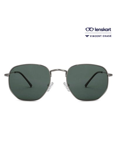 Buy Vintage Full Rim Geometric Frame Polarized & UV Protected Sunglasses VC S12917 - 55mm - Grey in UAE