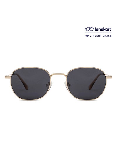 Buy Vintage Full Rim Round Frame Polarized & UV Protected Sunglasses VC S13132 - 52mm - Gold in UAE