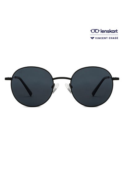 Buy Vintage Full Rim Round Shape Polarized & UV Protected Sunglasses VC S13112 - Lens Size: 48mm - Black in UAE