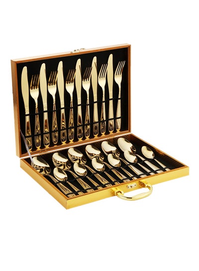 Buy 24-Piece Cutlery Set Gold 225mm in UAE