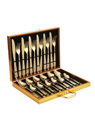 Buy 24-Piece Cutlery Set Gold 225mm in Saudi Arabia