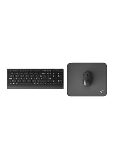 Buy Office Wireless Set 3 Silent (RF QWERTY wireless keyboard, optical mouse, Flat Keys and silent switches, USB, Liquid resistant) Black in Saudi Arabia