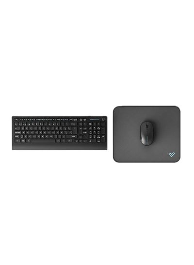 Buy Office Wireless Set 3 Silent (RF QWERTY wireless keyboard, optical mouse, Flat Keys and silent switches, USB, Liquid resistant) Black in UAE