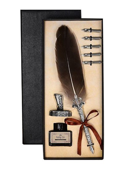 Buy Vintage Feather Quill Dip Ink Pen Set Multicolour in UAE