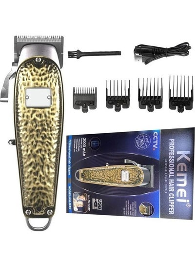 Buy KEMEI Professional  2000mah lithium ion Battery Hair Clipper KM K50 Gold in UAE