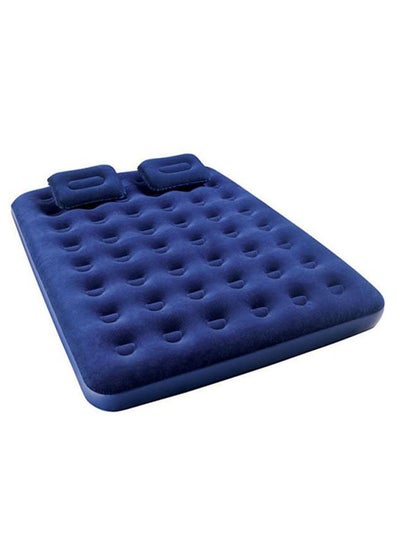 Buy Flocked Airbed With Air Pump Polyester Blue 80x60inch in Saudi Arabia