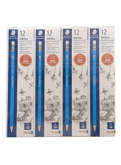 Buy 48-Piece Norica Pencil With Eraser Set Blue in UAE