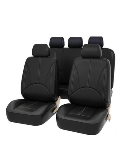 Buy 9-Piece Universal Waterproof Luxury PU Leather Auto Seat Cover Set in UAE