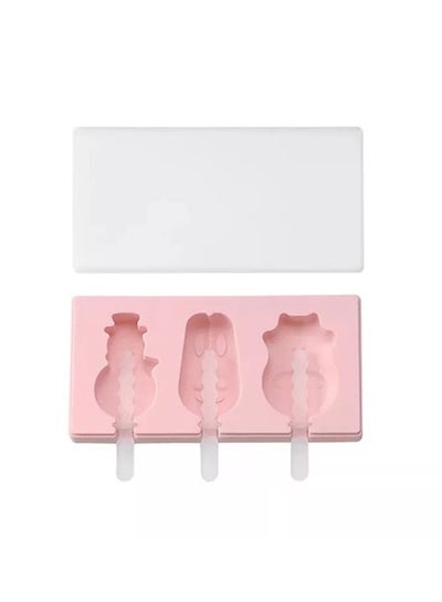 اشتري Cartoon Silicone Popsicles Candy Bar Mould With Lid وردي 9.5 x 18.5 x 2سم في الامارات