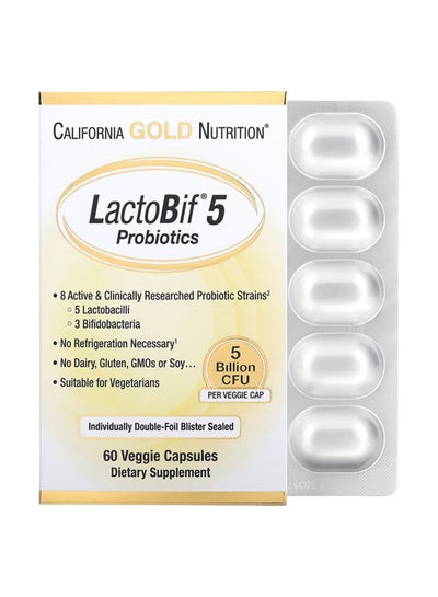 Buy Dietary Supplement LactoBif Probiotics  5 Billion CFU - 60 Veggie Capsules in UAE