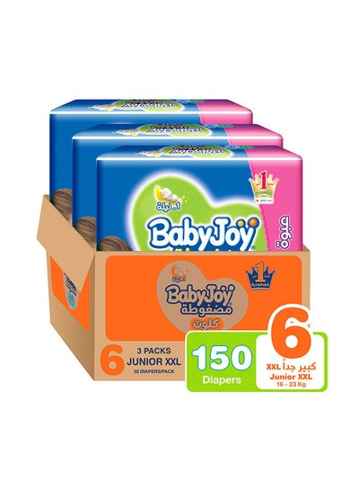 Buy Baby Pants Diapers, Size 6, 16 - 23 Kg, 150 Count (50 x 3) - Junior XXL in Saudi Arabia