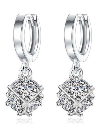 Buy 925 Sterling Silver Cube Six Zircon Studded Earrings in Saudi Arabia
