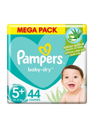 Buy Baby-Dry Taped Diapers with Aloe Vera Lotion Leakage Protection Size 5+ 12-17kg 52 Count in UAE