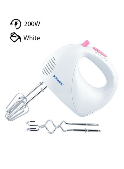 Buy Electric 5 Speed Hand Mixer/Egg Beater With Detachable Dough Hook, Turbo Switch 200.0 W SMX-144 White in UAE
