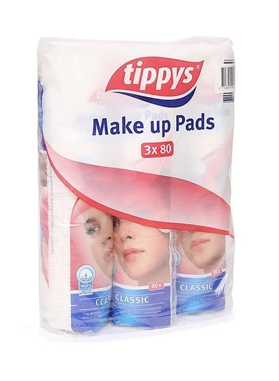 Buy Classic Make Up Pads 80 Pieces Pack of 3 White in UAE