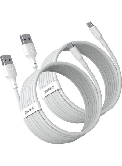 Buy Type C Cable 1.5m 2Pack Fast Charging 5A USB A to USB C Data Cable Compatible with Samsung Galaxy, Nintendo Switch, Huawei MateBook X Pro, iPad mini 6 and many more White in UAE