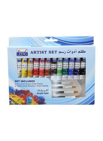 Buy Acrylic Colour Paint With Brush Set Multicolour in Saudi Arabia