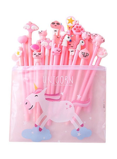 Buy 21-Piece Unicorn Patterns Pen With File Bag Set Pink/Clear in Saudi Arabia